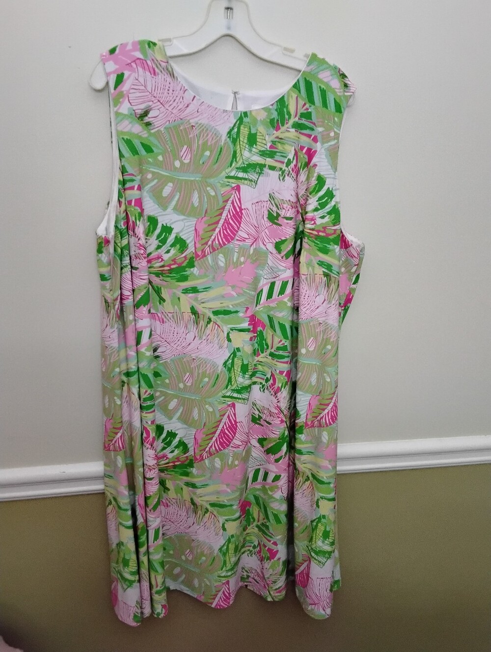 Pappagalo Tropical Print Sleeveless Shift Dress - Pink & Green 3x